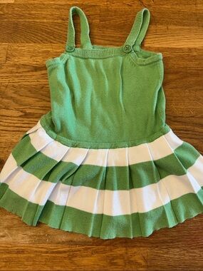 Gymboree Green and White Striped Knit Dress